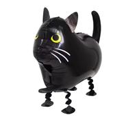 Globo de aluminio de gato negro Airwalker - Resaca, 50 x 38 cm, relleno de helio o aire, decoración divertida para fiestas de cumpleaños infantiles, amantes de los animales, figura de gato flotante