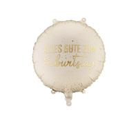 Globo de aluminio - Feliz cumpleaños alrededor de 35x35cm - globo para helio o aire - globo de plástico para cumpleaños cumpleaños fiesta de cumpleaños - globo para fiestas - oro crema
