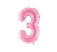 Globo de aluminio gigante XXL número 3 - rosa pastel, 86 cm (34)
