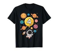 Globo de astronauta espacial para cumpleaños número 4, planetas, niños de 4 años Camiseta