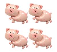 Globo de cerdo rosa, 4 piezas 86 × 66 cm Globos de aluminio en forma de cerdo - Decoraciones sobre el tema de los animales de la granja, globos de helio, cerdos lindos para cumpleaños y fiesta en la