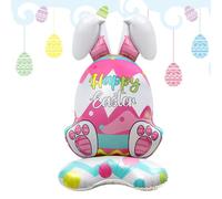 Globo de conejo de pie - 58.27x27.95 pulgadas conejito de Pascua globo de hoja auto permanente decoración del partido reutilizable resistente a fugas primavera decoración de globos de vacaciones |