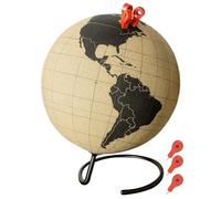 Globo de corcho giratorio, mapa del mundo de 15 cm con 6 chinchetas, mapa negro en base de metal, marca destinos de viaje y recuerdos, decoración de oficina en casa, regalo pensado