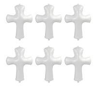 Globo de cruz blanca que Dios bendiga para decoración de bautizo, suministros de feliz Pascua, paquete de 6 globos de cruz religiosa para cumpleaños, primera comunión, bautizo, confirmación, funeral