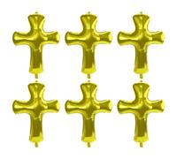 Globo de cruz de bautizo dorado para primera comunión, bautizo, bautizo, funerario, conmemorativo, suministros de fiesta de cumpleaños, paquete de 6 globos de cruz de Dios bendiga para bautizo