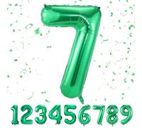 Globo de cumpleaños con números de 7 años | Globo de 7 años XXL Verde de lámina en 40 pulgadas - 101 cm para decoración de cumpleaños - Globo con número para decoración de cumpleaños Verde7