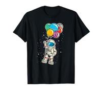 Globo de cumpleaños de astronauta planeta niño y niña gráfico vintage Camiseta