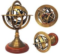 Globo de esfera vintage de latón antiguo, regalo náutico armilar para él, decoración del hogar y mesa, dispositivo de astronomía.