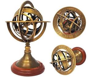 Globo de esfera vintage de latón antiguo, regalo náutico armilar para él, decoración del hogar y mesa, dispositivo de astronomía.