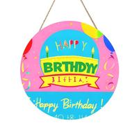 Globo de feliz cumpleaños redondo de panel de madera de 12 pulgadas. Exquisita obra de arte, madera respetuosa con el medio ambiente, una opción elegante para la decoración del hogar.