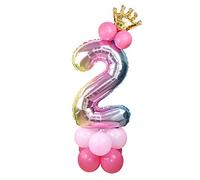 Globo de fiesta de 32 pulgadas de papel de aluminio con forma de número, decoración de fiesta de cumpleaños, número 2, oro rosa