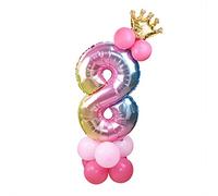 Globo de fiesta de 32 pulgadas de papel de aluminio con forma de número, decoración de fiesta de cumpleaños, número 8, oro rosa