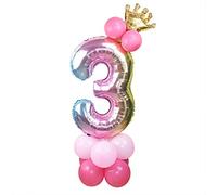 Globo de fiesta de 32 pulgadas de papel de aluminio con forma de número, decoración de fiesta de cumpleaños, número 3, oro rosa