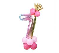 Globo de fiesta de 32 pulgadas de papel de aluminio con forma de número, decoración de fiesta de cumpleaños, número 7, oro rosa