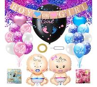 Globo de fiesta de género, 26 unidades, confeti para bebé, decoración de fiesta de sexo, para niños, niñas, género, anunciar el embarazo, globos para niños, banderas y lazo