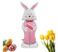 Globo de Foil Bunny Foil - 150 cm de pie reutilizable | Divertidos globos de primavera decoración de Pascua | Interior y exterior Jardín Patio Porch Patio Home School Party Gigante Rabbit