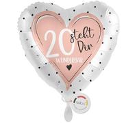 Globo de foil XXL de balloa para el 20 cumpleaños, gran motivo de corazón rosa que te queda maravillosamente, globo de helio regalo para mujeres, decoración de fiesta de cumpleaños para damas, 53cm