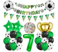 Globo de Fútbol Cumpleaños, Decoración 7 Cumpleaños Fútbol, Globos de Futbol Aluminio, Ballon de Latex Verde, Decoración Cumpleaños Futbol,Ballons Trofeo de Campeón,para Fiesta de Tema Deportivo Niños