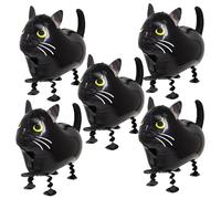 Globo de gato negro caminando, 5 piezas de caminadores de aire 3D, decoraciones de fiesta de gatos, suministros de fiesta de gatitos con temática de granja