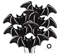 Globo de Halloween Murciélago Fantasma Esqueleto Globos de Aluminio y Helio Horror Gusto Globos Temática de Halloween Fiesta para Adultos Niños Decoración de Casa Embrujada (Negro 6PCS)