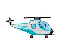 Globo de helicóptero de policía de 89 cm, color azul y blanco, decoración para fiestas