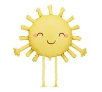 Globo de helio con cara de sol con cara - Amarillo - 91 x 77 cm - Globo de helio con patas - dulce decoración para cumpleaños infantiles, baby shower y fiesta de verano