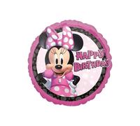 Globo de Helio Redondo - Disney - Minnie Mouse - 43 cm - Rosa y negro - Inflable con aire o helio