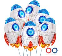 Globo de Lámina de Cohete, 6pcs Decoración Globo Cohete Astronaut, Globos de Cohete Fiesta, Espacial Globo Aluminio Decoración, Decoracion Astronaut Cumpleaños Niño, Globo de Astronauta