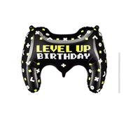 Globo de lámina Happy Birthday 'Level Up', globo, videojuego, fiestas, decoración para videojuegos, decoración de cumpleaños para niños, niñas y adultos, 60 cm