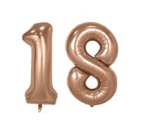 Globo de lámina número 18 en oro rosa - 40 cm - Relleno de aire perfecto para fiestas de cumpleaños, aniversarios, decoración, accesorios de fiesta, festivales, cumpleaños infantiles, decoración
