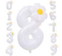 Globo de margarita nϊmero 8 de 30 pulgadas - Decoraciones de octavo cumpleaρos de Little Daisy Juego de globos de margarita nϊmero 8 blanco Globo