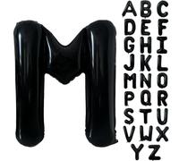 Globo de Mylar de gran tamaño con letras del alfabeto en negro, 40 pulgadas, de helio, globos de letras para cumpleaños, despedida de soltera, decoraciones de aniversario (Letra M)
