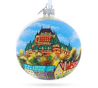 Globo de Navidad de Vidrio de Viejo Quebec, Ciudad de Quebec, Canadá 4 Pulgadas
