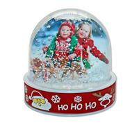 Globo de Nieve, Marco de Fotos con Purpurina para 2 Fotos de 62 x 70 mm, diseño de Ho, Ideal para Rellenar Calcetines, Regalos Personalizados o Decoraciones de Manualidades (Multicolor)