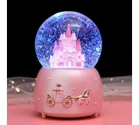 Globo de nieve musical para niñas, castillo de bola de cristal, caja musical giratoria con luz LED colorida, melodía, regalo musical, regalo de Navidad, Año Nuevo, cumpleaños, para decoración de