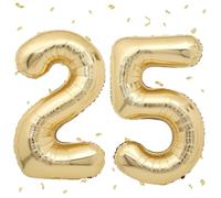 Globo de oro blanco con 25 números, oro blanco, 40 pulgadas, globo de papel de oro blanco 2 y 5, globo con números de 25, globos de helio, 25 cumpleaños para 25 años, decoración de cumpleaños para
