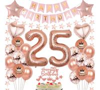 Globo de oro rosa, 25 años de cumpleaños para mujer, decoración de fiesta