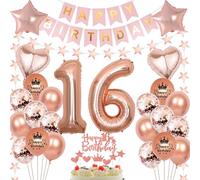 Globo de oro rosa para 16 cumpleaños - Decoración para niñas, globos para celebración de 16 años