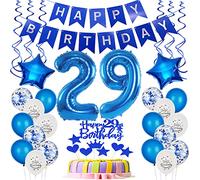 globo de papel de aluminio 29 cumpleaños decoración de la torta azul deco de cumpleaños de 29 años globos de hombre 29 cumpleaños decoración de la torta de hombre 29 cumpleaños deco 29 años feliz