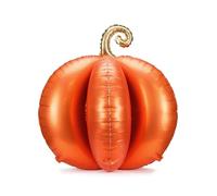 Globo de papel de aluminio 3D calabaza naranja con tallo dorado - aprox. 90 x 90 cm, 8 elementos inflables, 4 clips, pegatinas de gel, pajita, decoración de fiesta de Halloween, otoño, globo grande de