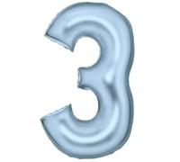 Globo de papel de aluminio azul pastel con número 3, tamaño grande, 3 unidades, 86 cm