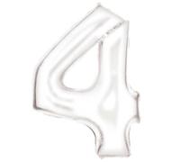 Globo de papel de aluminio blanco con número 4 de seda N34, 86 cm