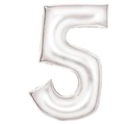 Globo de papel de aluminio blanco con número 5 de seda, N34, 86 cm