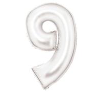 Globo de papel de aluminio blanco con número 9 de seda N34, 86 cm