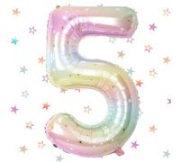 Globo de papel de aluminio con el número 5, arco iris, 101 cm, globos de helio número 5, decoración para 5 cumpleaños, globos decorativos para bodas, aniversarios, fiestas, decoración - vuela con