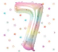 Globo de papel de aluminio con el número 7, arco iris, 101 cm, globos de helio número 7, decoración para 7 cumpleaños, globos decorativos para boda, aniversario, fiesta, decoración - vuela con helio