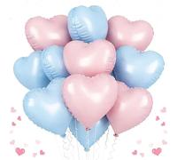 Globo de papel de aluminio con forma de corazón azul claro y rosa claro, globos de helio de 45 cm, globos de helio con forma de corazón, globos de helio para cumpleaños, compromiso, día de San