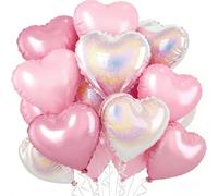 Globo de papel de aluminio con forma de corazón, color plateado y rosa, globos de helio con forma de corazón, 12 paquetes de 6 globos cada uno, VUCDXOP