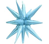 Globo de papel de aluminio con forma de estrella en 3D de color azul claro, decoración grande para fiestas de cumpleaños, bodas, Navidad, Año Nuevo, baby shower y decoración de eventos, 45 cm (paquete
