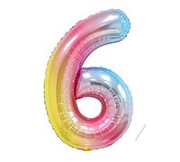 Globo de papel de aluminio con números de 6 años, 6 XXL, arco iris degradado gigante en 40 pulgadas, decoración de cumpleaños de 101 cm, decoración de cumpleaños con número de globo, decoración para
